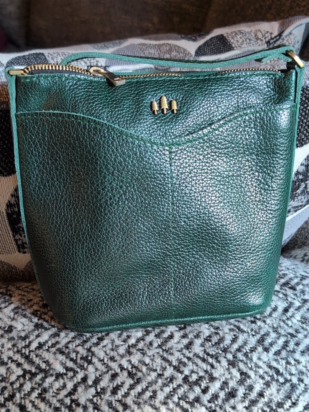 Portland Leather Forest Green Cypress Crossbody Bag NWOT